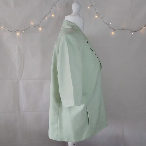 Vintage Lime Green Short Sleeve Single Breasted Blazer Size 18 *Flawed See Pics - Picture 5 of 9